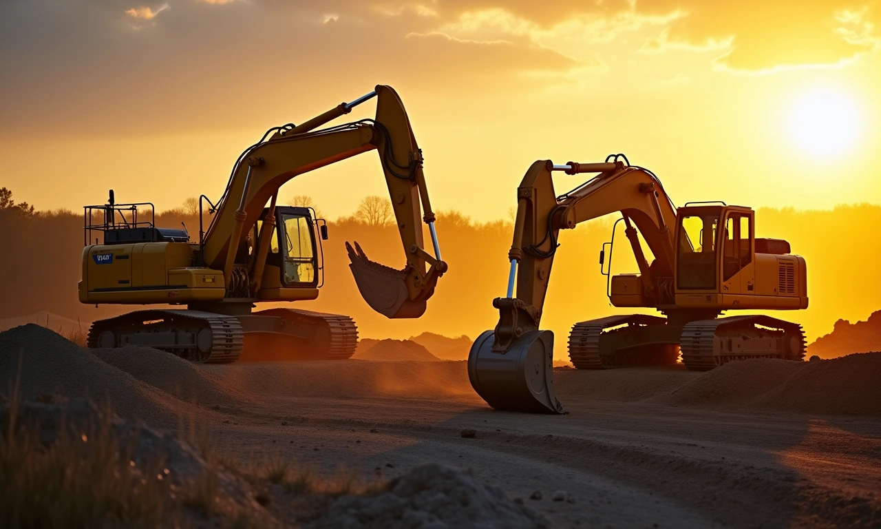 Heavy excavation equipment operating at Hardin County Kentucky industrial construction site